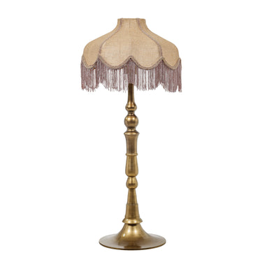 TOV Buchanan Jute Fringed Scalloped Table Lamp Brass, Natural, Pink