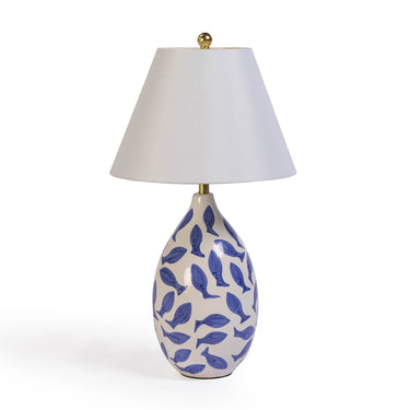 TOV Sardine White & Blue Ceramic Table Lamp, image 1