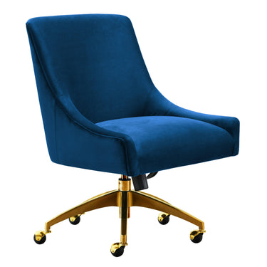 TOV Beatrix Performance Velvet Office Swivel Chair Navy