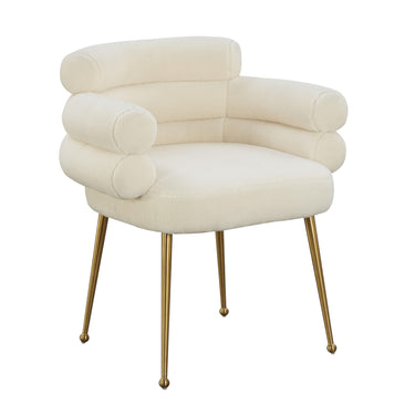 TOV Dente Cream Performance Faux Sheepskin Dining Chair Cream - ON FINAL SALE