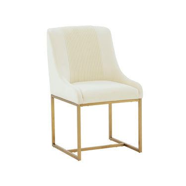 TOV Lisa Pleated Performance Velvet Dining Chair Cream