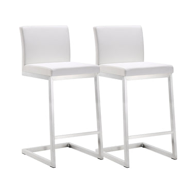 TOV Parma Performance Vegan Leather Counter Stool - Set of 2, White option, image 1