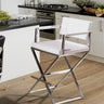 TOV Director Performance Vegan Leather Stool with Silver Base, several options shown