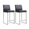 TOV Denmark Performance Vegan Leather Stool with Silver Base - Set of 2, Black / Counter Height option, image 1