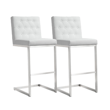 TOV Helsinki White Performance Vegan Leather Stool - Set of 2, Bar Height option, image 1
