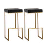 TOV Ferrara Black Performance Vegan Leather and Gold Steel Barstool - Set of 2, image 1