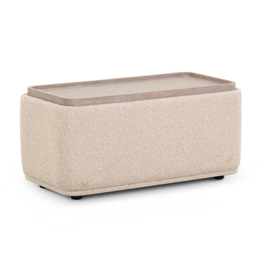 TOV Sylvie Cream Performance Boucle Ottoman Table, image 1