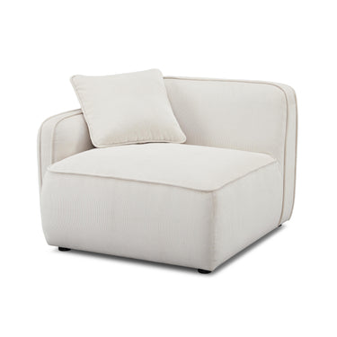 TOV Travie Performance Corduroy Velvet LAF Corner Chair White Sand