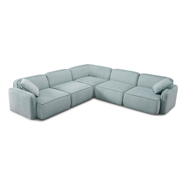 TOV Travie 5-Piece Performance Corduroy Velvet Modular L-Sectional Sea Blue