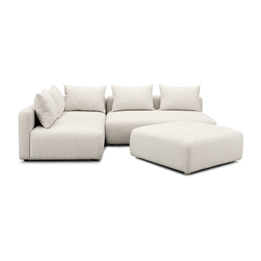 TOV Hangover 4-Piece Contract-Grade Textured Fabric Modular Chaise Sectional, Cream option, image 1