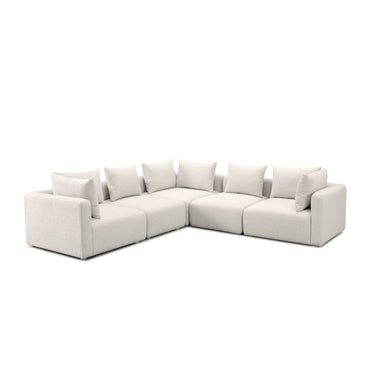 TOV Hangover 5-Piece Contract-Grade Textured Fabric Modular L-Sectional, Cream option, image 1