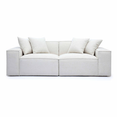 TOV Mindy 84" Performance Chenille Basketweave Modular Loveseat Cream