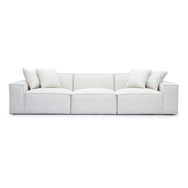 TOV Mindy 115" Performance Chenille Basketweave Modular Sofa, Cream option, image 1