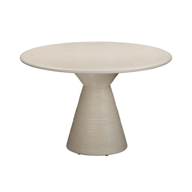TOV Fern 47" Beige Textured Faux Plaster Concrete Indoor / Outdoor Round Dining Table, image 1