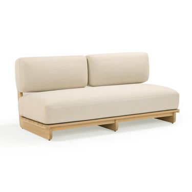 TOV Reavan 67" Cream Performance Fabric Outdoor Lounge Sofa Cream, Light Teak