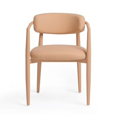 TOV Annika Textured Contract-Grade Fabric Outdoor Dining Arm Chair Peach