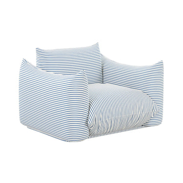 TOV Saint Tropez Striped Stuffed Indoor/Outdoor Armchair Blue