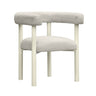 TOV Jackie Cream Textured Contract-Grade Fabric Outdoor Dining Chair Cream