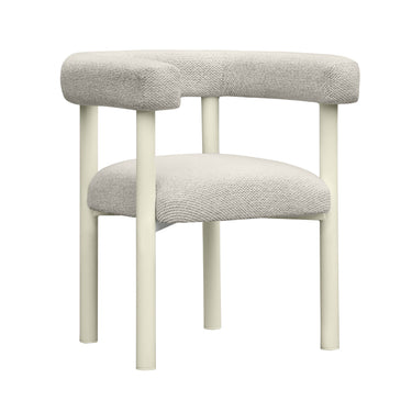 TOV Jackie Cream Textured Contract-Grade Fabric Outdoor Dining Chair Cream