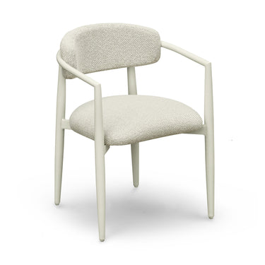 TOV Annika Textured Contract-Grade Fabric Outdoor Dining Arm Chair Cream