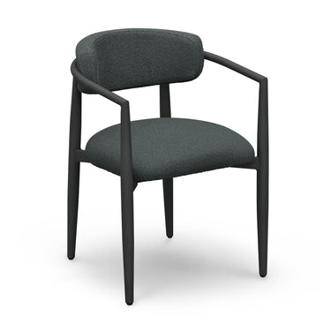 TOV Annika Textured Contract-Grade Fabric Outdoor Dining Arm Chair Black
