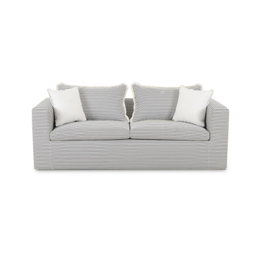 TOV Salty 84.5" Striped Contract-Grade Indoor/Outdoor Sofa Black