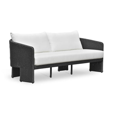 TOV Alexa 80" Rattan Performance Fabric Outdoor Sofa Black