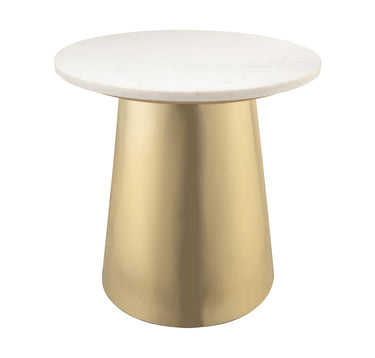 TOV Bleeker Marble Side Table Gold, White Marble