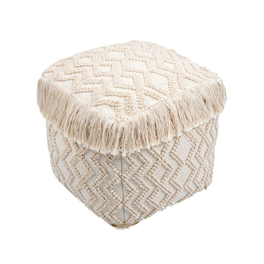 TOV Inca Cream Cotton Pouf, image 1