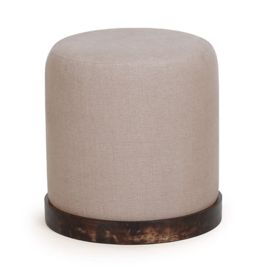 TOV Como Burl and Saddle Brown Cotton Jute Contract-Grade Accent Stool, image 1