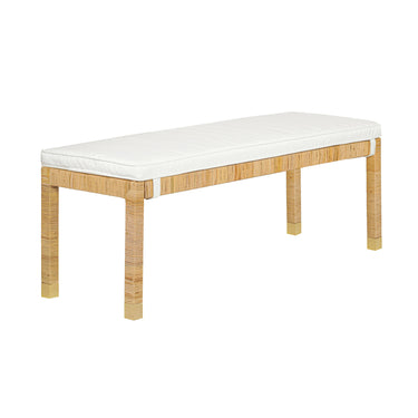 TOV Amara 50" Woven Rattan Performance Fabric Bench, Natural option, image 1