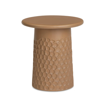 TOV Hessa Indoor/Outdoor Concrete Chiseled Side Table, Terracotta option, image 1