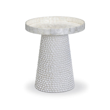 TOV Coast Pearl White Seashell Round Side Table, image 1