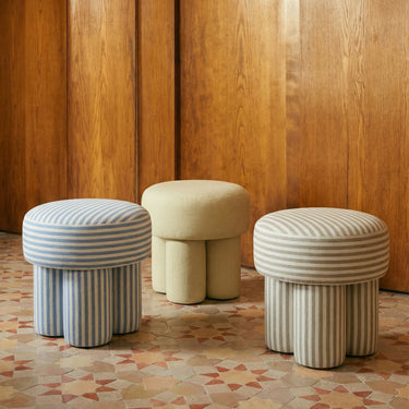 TOV Masha Striped Performance Linen Accent Stool, several options shown