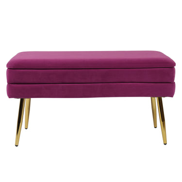 TOV Ziva 31" Velvet Storage Bench, Plum option, image 1