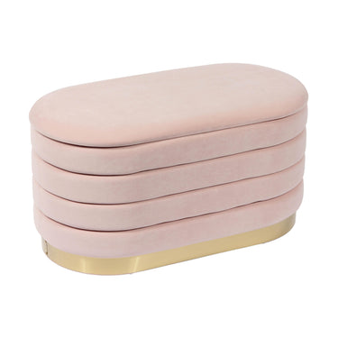 TOV Lillian 31.5" Performance Velvet Storage Bench, Blush option, image 1