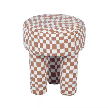 TOV Claire Brown Checkered Boucle Stool, image 1