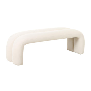 TOV Leigh 56" Performance Velvet Channeled Bench, Cream option, image 1