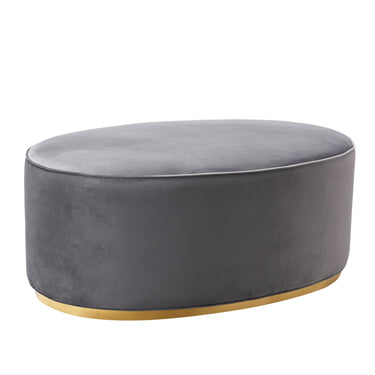 TOV Scarlett Performance Velvet Oval Ottoman, Grey option, image 1