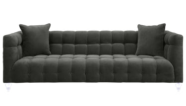 TOV Bea 90.6" Performance Velvet Tufted Sofa Grey