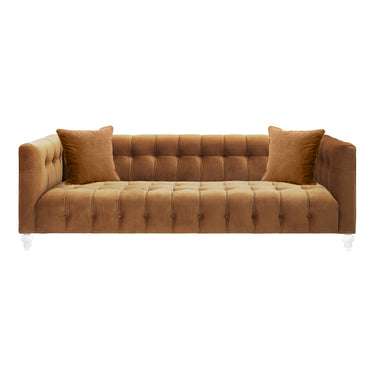 TOV Bea 90.6" Performance Velvet Tufted Sofa Cognac