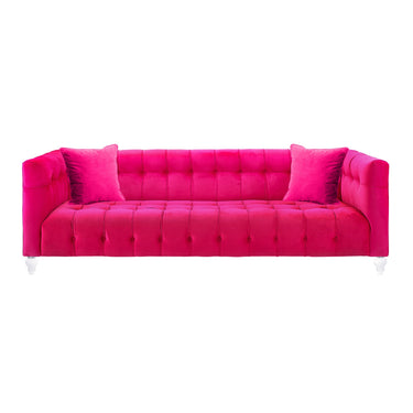 TOV Bea 90.6" Performance Velvet Tufted Sofa Pink