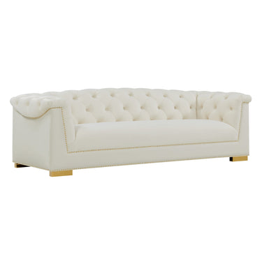 TOV Farah 91" Performance Velvet Sofa Cream