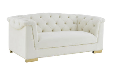 TOV Farah 69" Performance Velvet Loveseat Cream