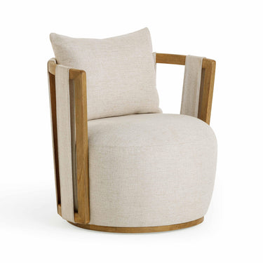 TOV Paolo Textured Contract-Grade Weave Fabric Swivel Accent Chair Cream