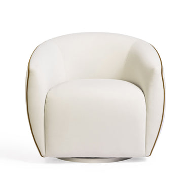 TOV Jordan Contrast Piping Performance Velvet Swivel Accent Chair, Chocolate Brown/Cream option, image 1