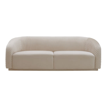 TOV Yara 90.6" Pleated Performance Velvet Sofa Beige