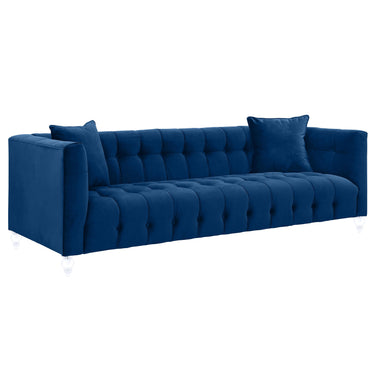 TOV Bea 90.6" Performance Velvet Tufted Sofa Navy