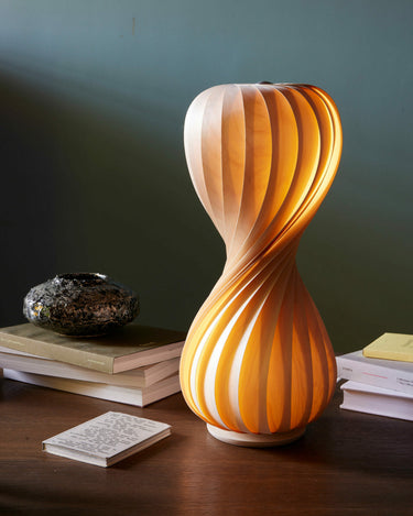 Natural Birch, lit, close-up | TR7 Table Lamp by Tom Rossau