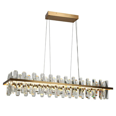 Tadeusz Modern Brass Island Light - 43" Rectangle LED Kitchen Lighting